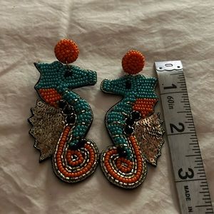 Seahorse pierced earrings very colorful